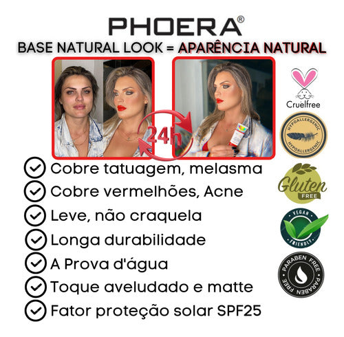 Base Líquida Natural Look 30ml - Phoera