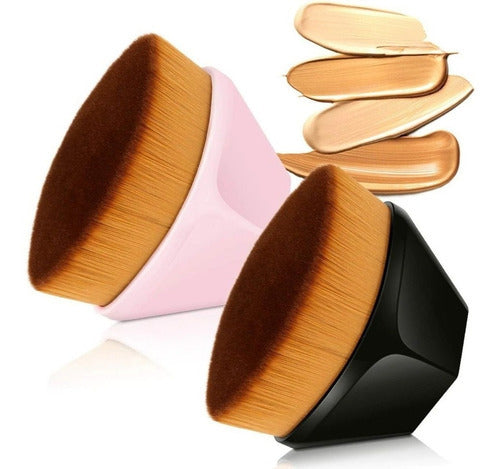 Kit 2 Pincel Mágico Hexagonal Base Maquiagem Tiktok Brush Cor Preto E Ros