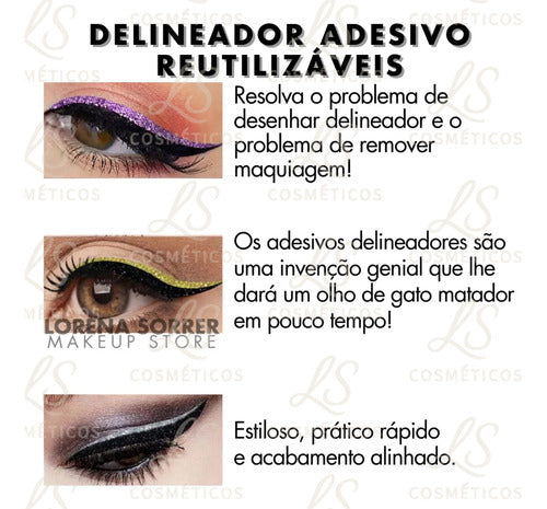 Cartela 5und Delineador Adesivo Autocolante Gatinho Prático