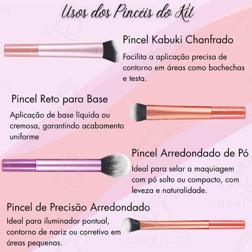 Kit De 8 Pincéis Maquiagem Profissional