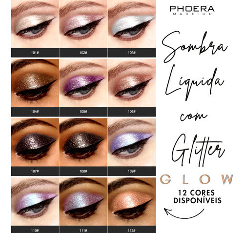 Kit 3 Sombra Líquida Glitter Glow A Prova De Água Pigmentado