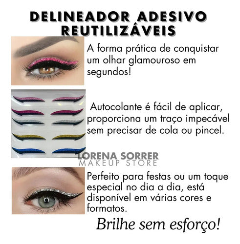 Cartela 5und Delineador Adesivo Autocolante Gatinho Prático