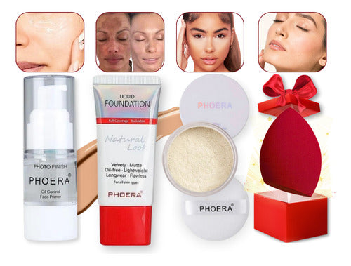 Kit 4und 24hr Prova D'água  Primer + Base Matte + Pó +brinde