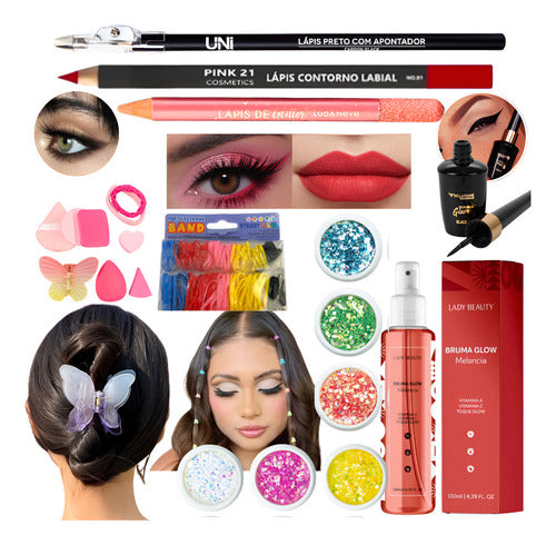 Kit 21und Maquiagem Fixador Brilho P Festas/carnaval +brinde