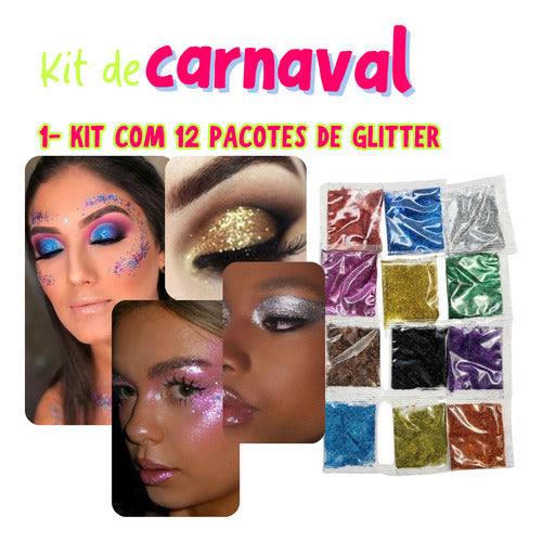 Kit 15 Und Maquiagem Make Carnaval Neon Glitter Glow Pedaria