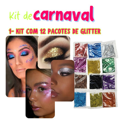 Kit 15 Und Maquiagem Make Carnaval Neon Glitter Glow Pedaria