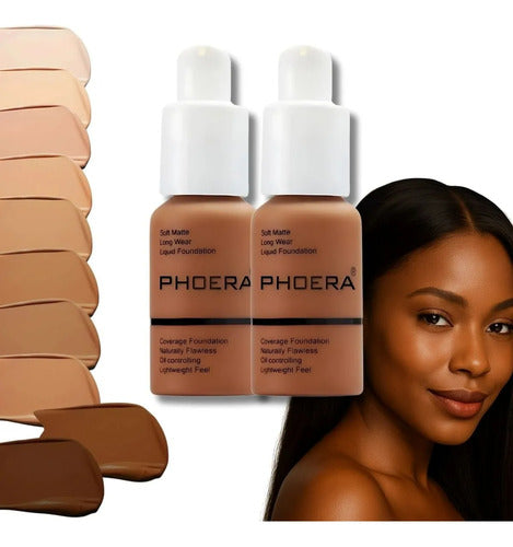 Kit 2 Bases Soft Matte Alta Cobertura Prova D'agua Phoera