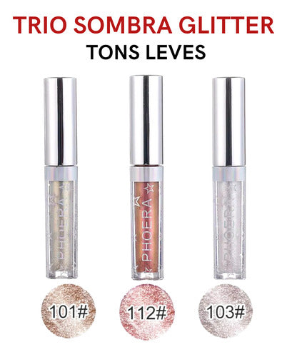 Kit 3 Sombra Líquida Glitter Glow A Prova De Água Pigmentado