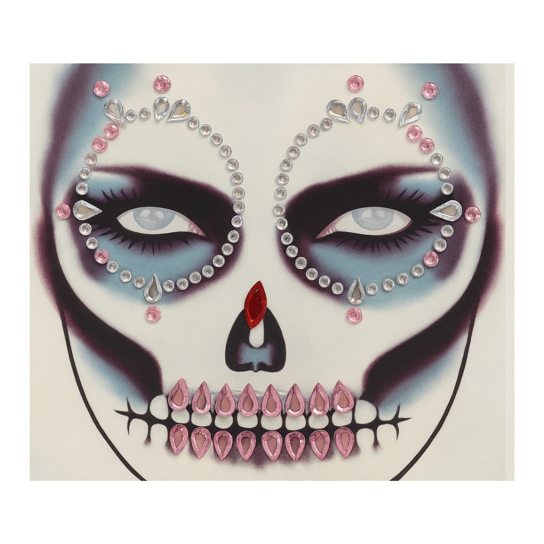 Adesivo Facial Halloween Fantasia Catrina Caveira Mexicana