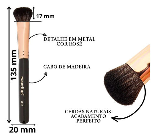Pincel Maquiagem Macrilan R10 Pro Para Pó Sombra Iluminador Cor Preto