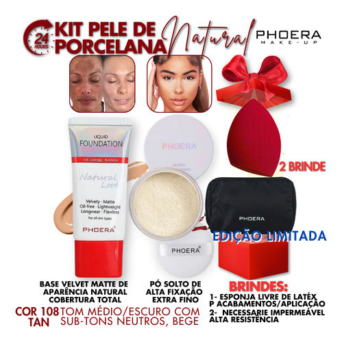 Kit 4und Compre Base Matte +pó 24h Prova D'água Leve 2brinde