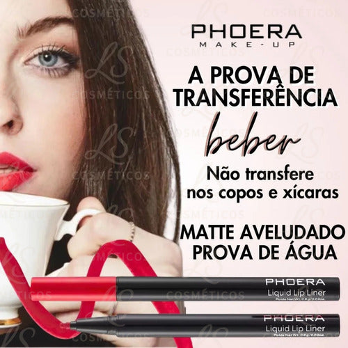 Delineador Labial Matte Contorno De Longa Duração Phoera
