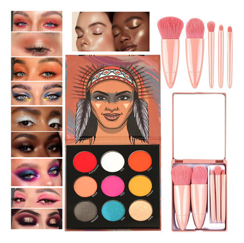Kit 2un Paleta Sombra Pigmentada + Brinde Case 5pincéis