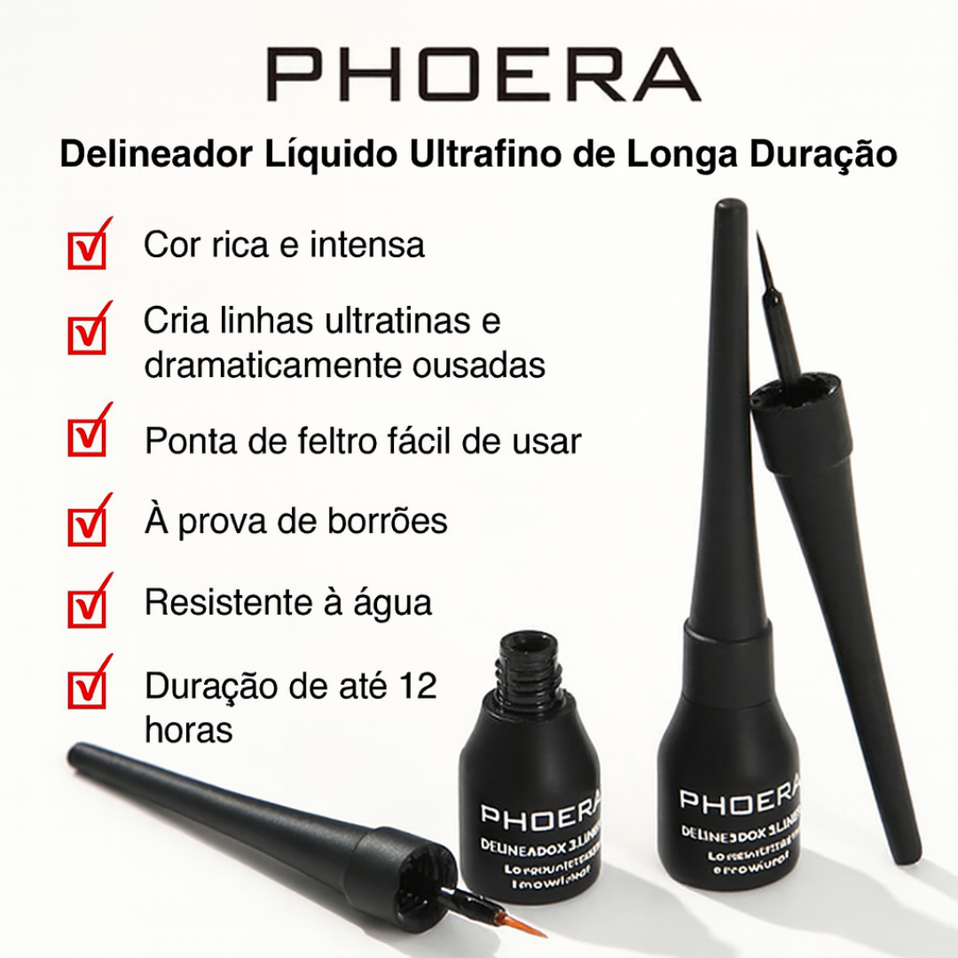 Delineador Líquido Longa Duração Phoera
