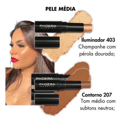 Kit Glow Contorno + Iluminador Bastão Alta Qualidade +brinde
