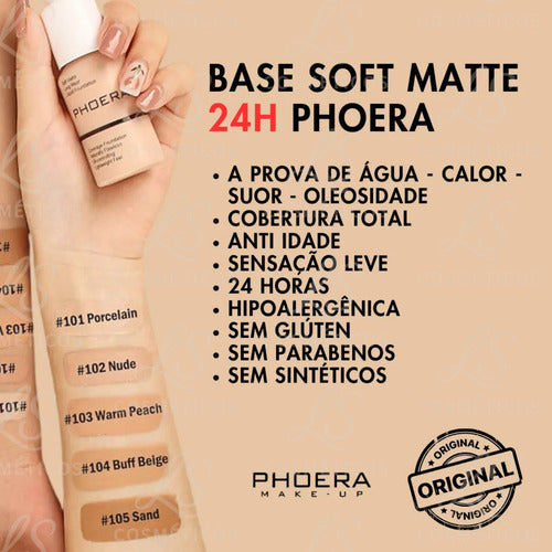 Base Líquida Soft Matte 30ml - Phoera