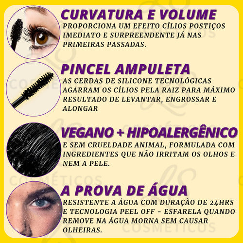Mascara Cilios Volume E Efeito Boneca A Prova Dagua Phoera