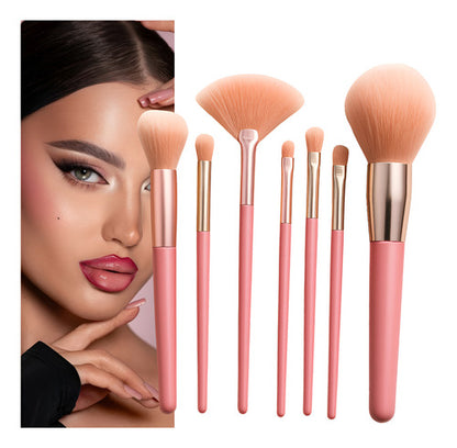 Kit Com 7 Pinceis De Maquiagem Profissional Cerdas Macias