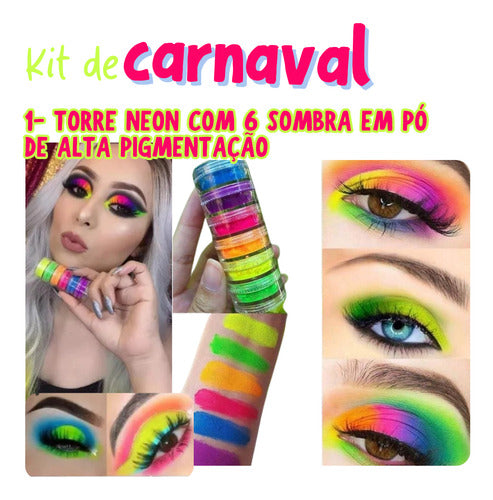 Kit 15 Und Maquiagem Make Carnaval Neon Glitter Glow Pedaria