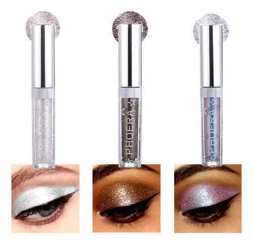 Kit 3 Sombra Líquida Glitter Glow A Prova De Água Pigmentado