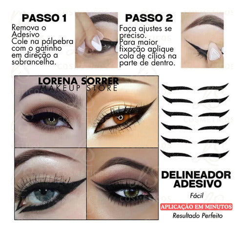 Cartela 5und Delineador Adesivo Autocolante Gatinho Prático