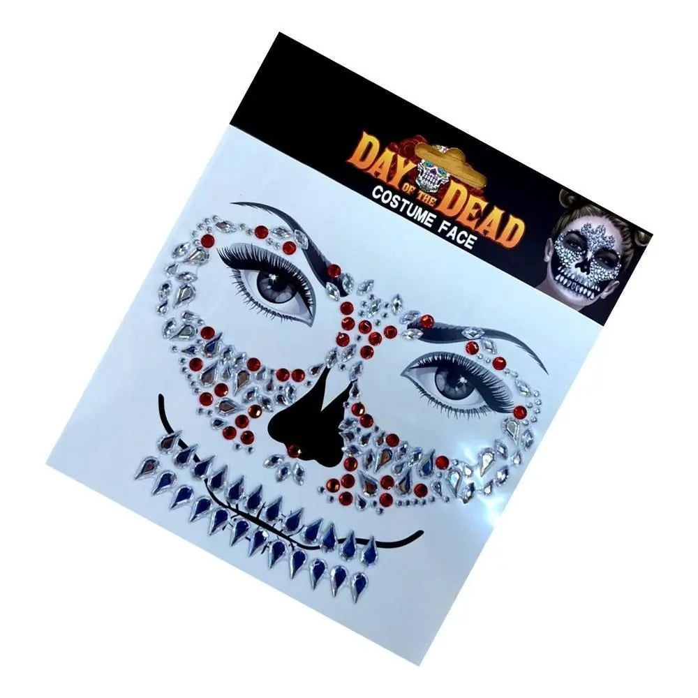 Adesivo Facial Halloween Fantasia Catrina Caveira Mexicana