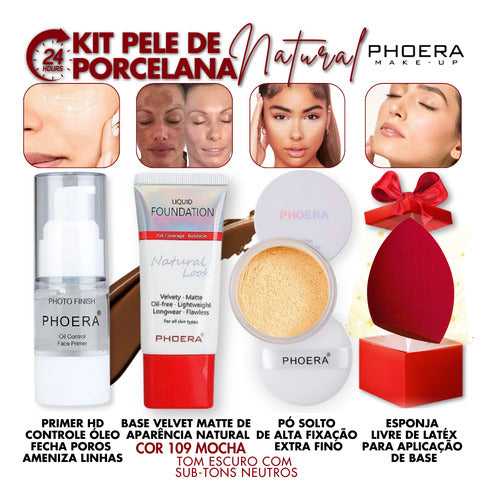 Kit 4und 24hr Prova D'água  Primer + Base Matte + Pó +brinde