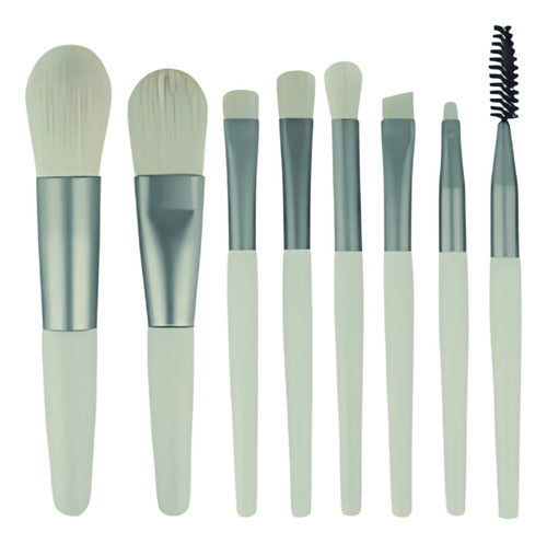 Kit 8 Pincéis De Maquiagem Com Case Transparente