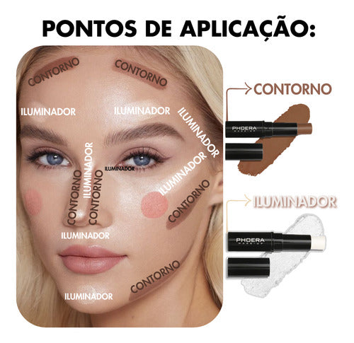 Kit Glow Contorno + Iluminador Bastão Alta Qualidade +brinde