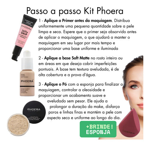 Kit 4 Un Jelly Primer + Base Soft Matte, Pó 14g + Brinde