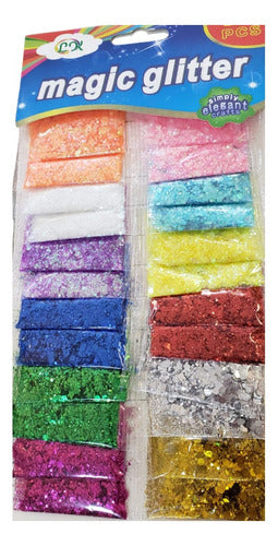 Cartela 24 Glitter Flocados Coloridos - Festas Carnaval