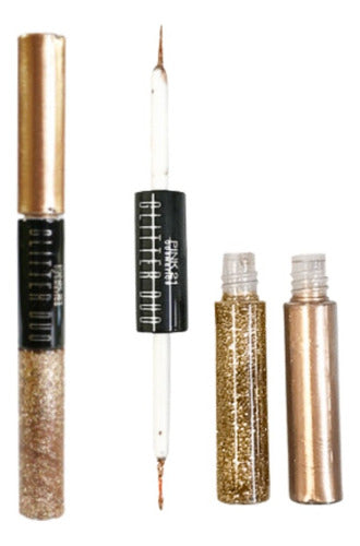 Kit Com 6 Delineador Duo Metálico Com Glitter Shine Pink 21