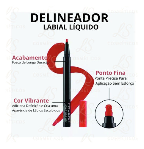 Delineador Labial Matte Contorno De Longa Duração Phoera