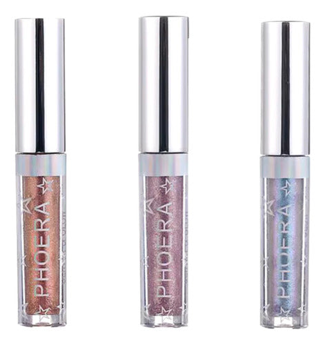 Kit 3 Sombra Líquida Glitter Glow A Prova De Água Pigmentado