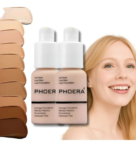 Kit 2 Bases Soft Matte Alta Cobertura Prova D'agua Phoera