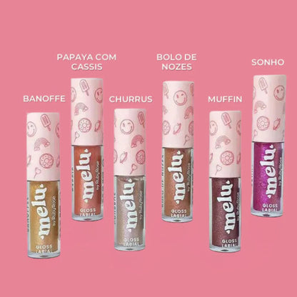 Gloss Líquido Labial Glitter Brilho Melu Glitter - Ruby Rose