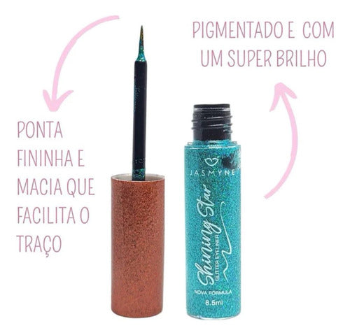Delineador Líquido Glitter Brilho Shining Star Glow Jasmyne