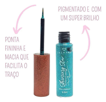 Delineador Líquido Glitter Brilho Shining Star Glow Jasmyne