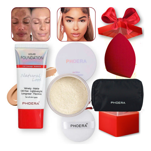 Kit 4und Compre Base Matte +pó 24h Prova D'água Leve 2brinde