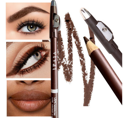 Lápis 2 em 1 Sobrancelha Olhos e Boca - Marrom Universal - Vivai