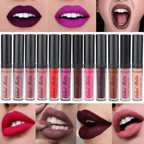 Batom Velvet Matte 24h A Prova De Água Intransferível Phoera
