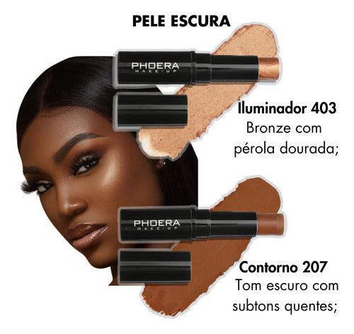 Kit Glow Contorno + Iluminador Bastão Alta Qualidade +brinde