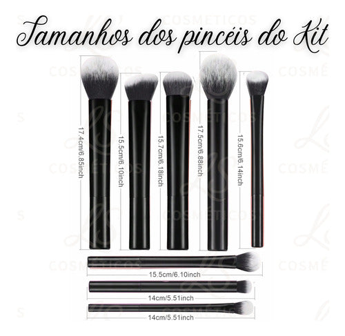 Kit De 8 Pincéis Maquiagem Profissional