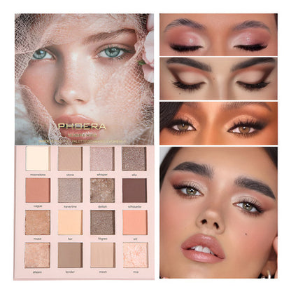 Paleta de Sombras 16 Cores Altamente Pigmentados Phoera