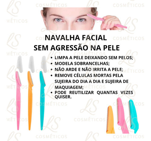 Navalha Para Sobrancelha, Kit Com 6 Lâminas