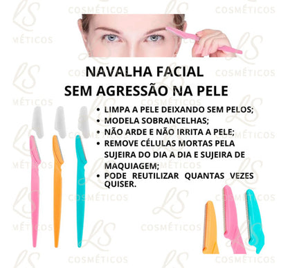 Navalha Para Sobrancelha, Kit Com 6 Lâminas