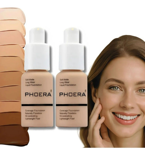 Kit 2 Bases Soft Matte Alta Cobertura Prova D'agua Phoera