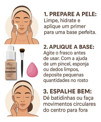 Kit 2 Bases Soft Matte Alta Cobertura Prova D'agua Phoera