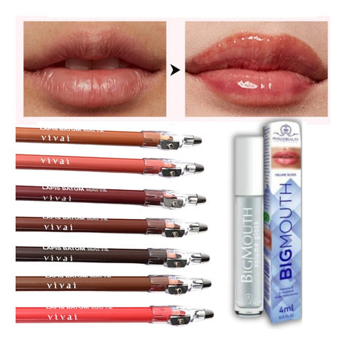 Kit 7und Lápis Contorno Labial + Big Mouth