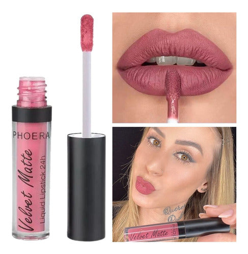 Batom Velvet Matte 24h A Prova De Água Intransferível Phoera